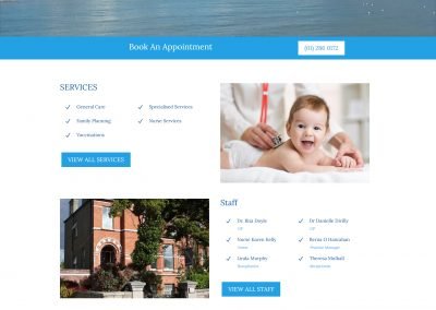 Bray Family Care Practice Wordpress Website Home Page View